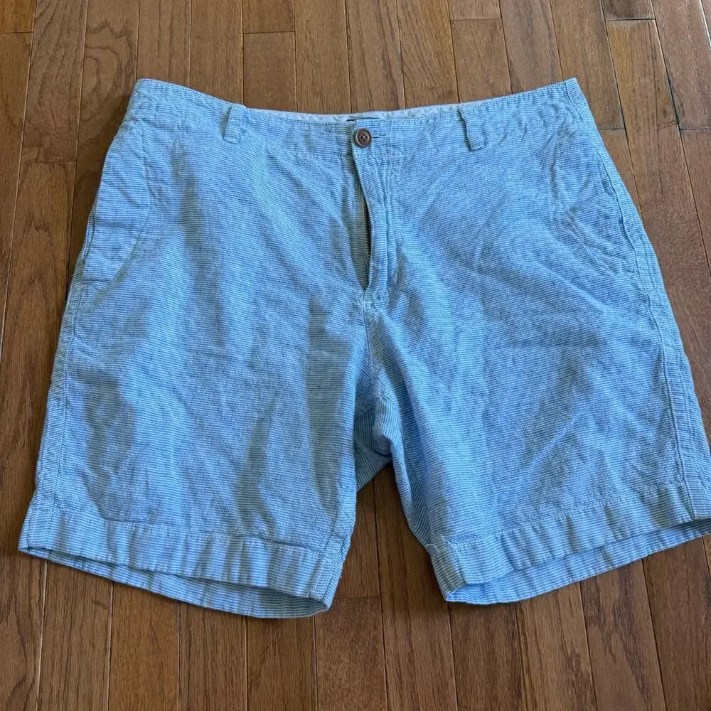J. Crew | Summer Preppy Vacation Blue/White Stripe Linen Blend 8” Shorts Sz 36